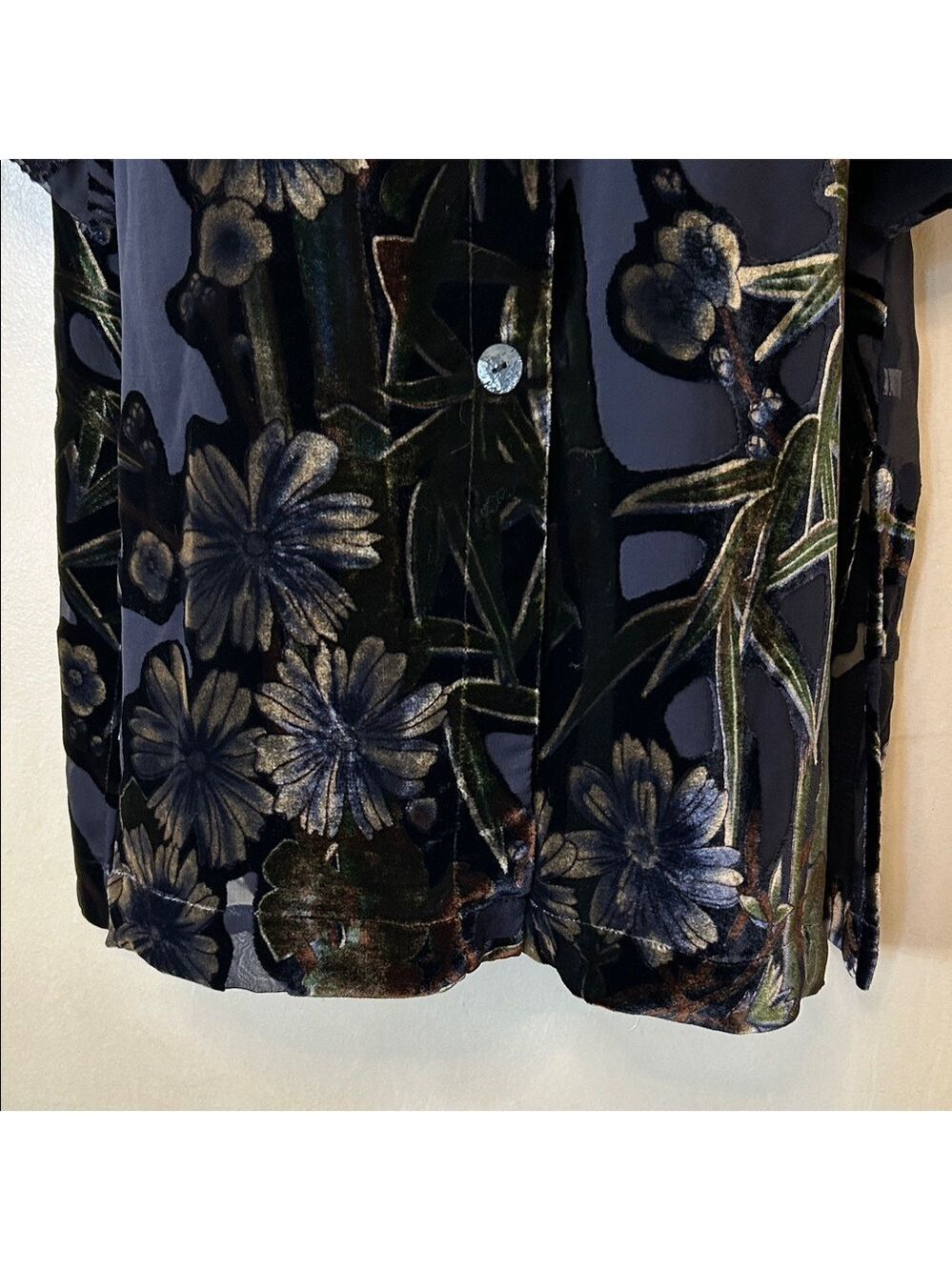 Citron Santa Monica Sheer Burnout Velvet Oversized Black Blouse size S - Picture 4 of 12